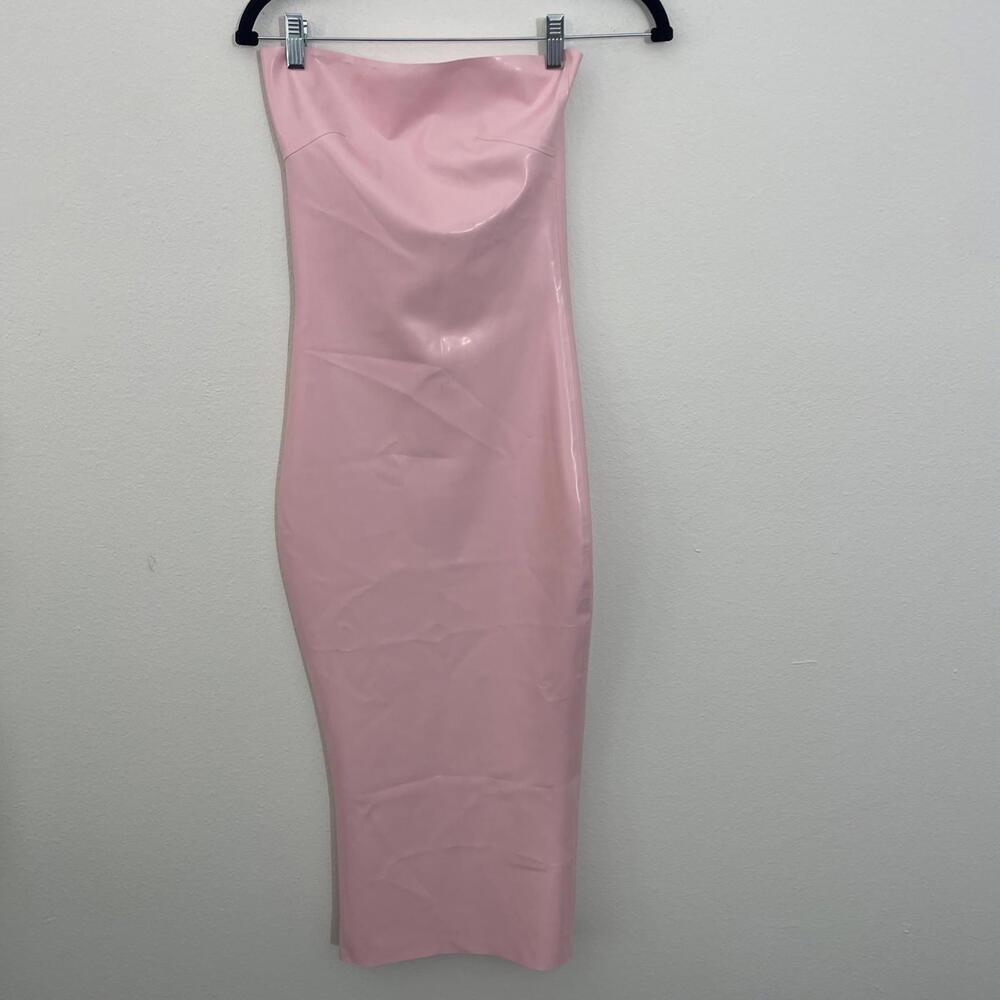 Miaou Lila Dress pink candy Midi Latex Strapless S NWT $450msrp - Picture 3 of 9